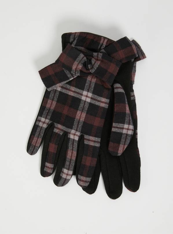 Black & Berry Check Gloves - One Size